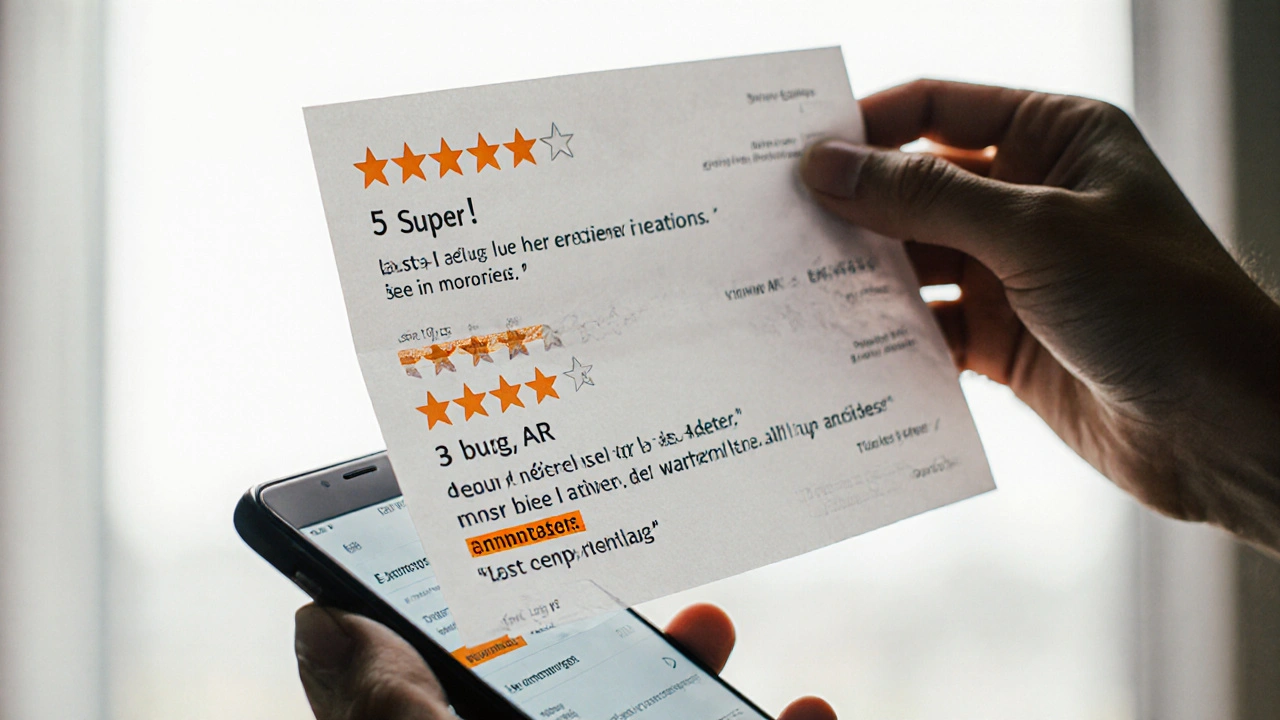 Main triant des avis d&#039;utilisateurs : les bons commentaires au-dessus, les critiques techniques au milieu, et un avertissement de mise à jour obsolète en bas.