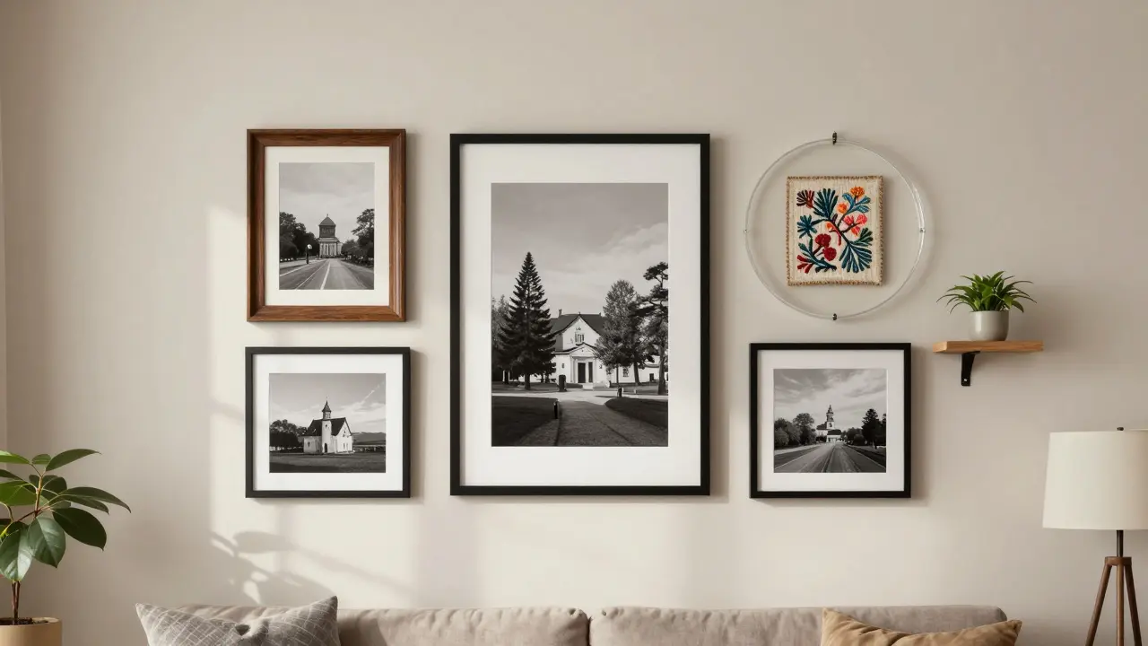 Cadres galerie mixtes : comment combiner différents formats et styles sur un mur pour un effet professionnel