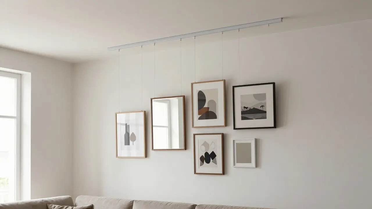 Cimaises et rails : accrocher sans percer durablement