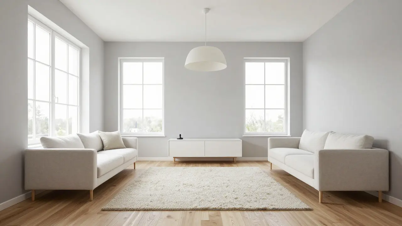 Salon moderne aménagé avec meubles en bois clair et lumière naturelle.