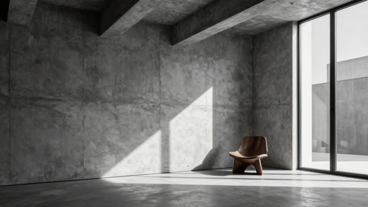 Style brutaliste intérieur : volumes massifs et textures minérales en 2026