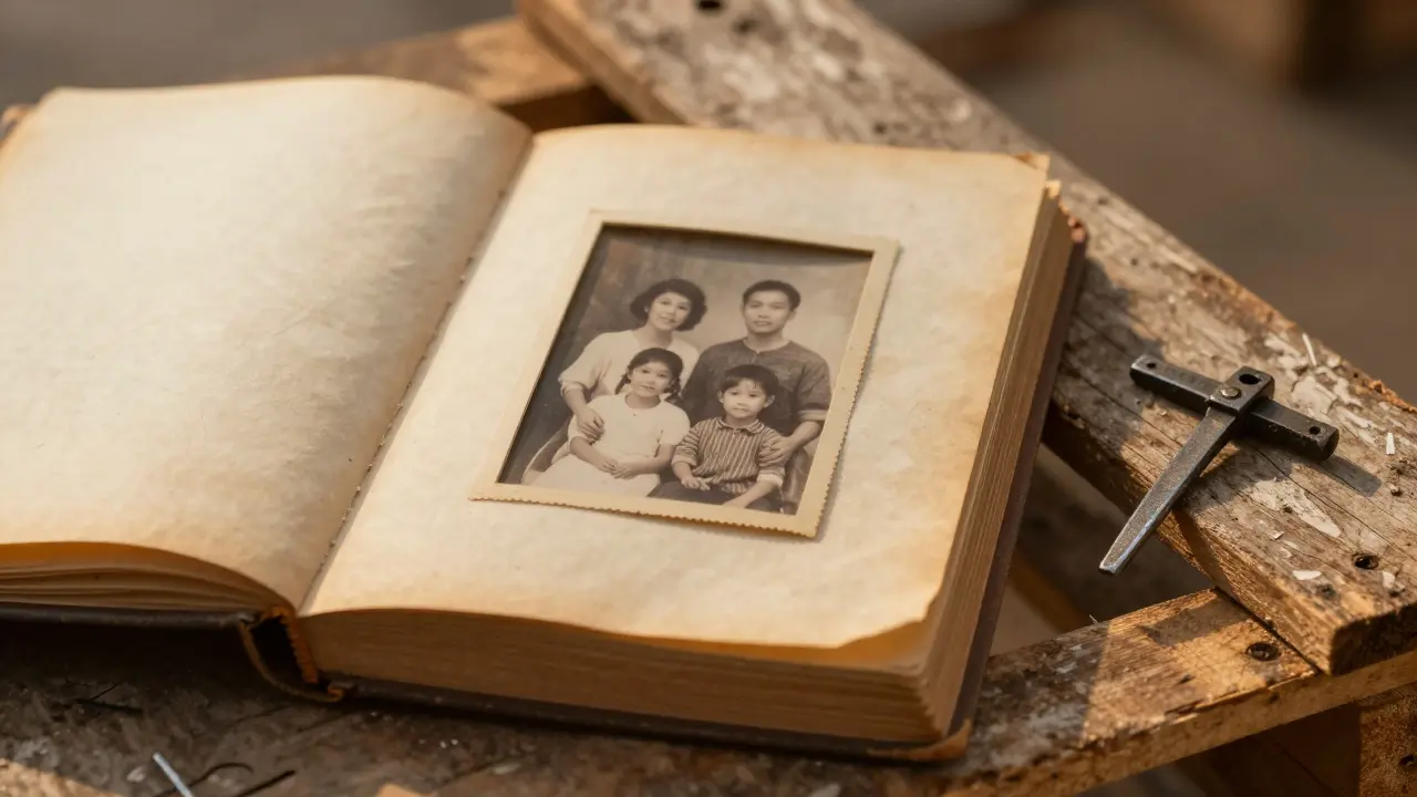 Cadre fait maison avec un vieux livre et du bois de palette récupéré
