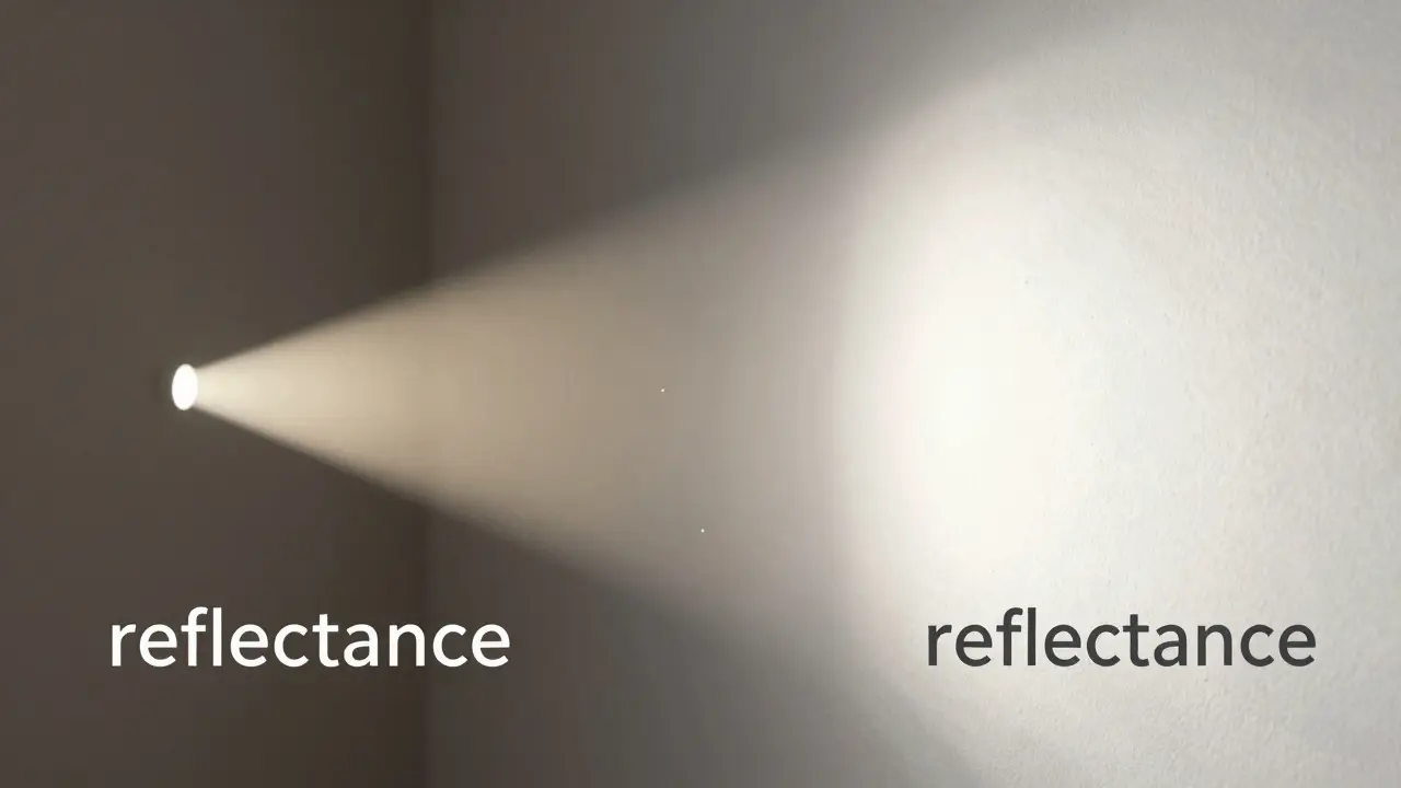 Comparaison visuelle de l'absorption et de la réflexion de la lumière sur un mur