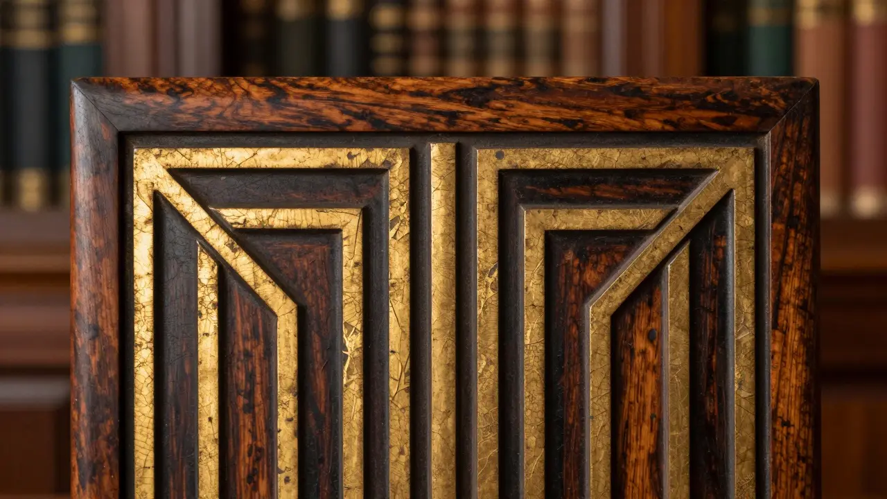 Détail du cadre doré et sculpté d'un trumeau Art Déco ancien