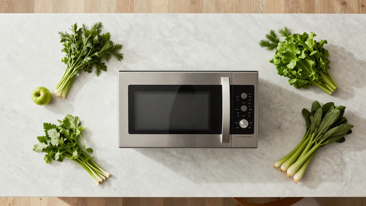 Four micro-ondes combiné sur îlot cuisine pour optimiser l'espace