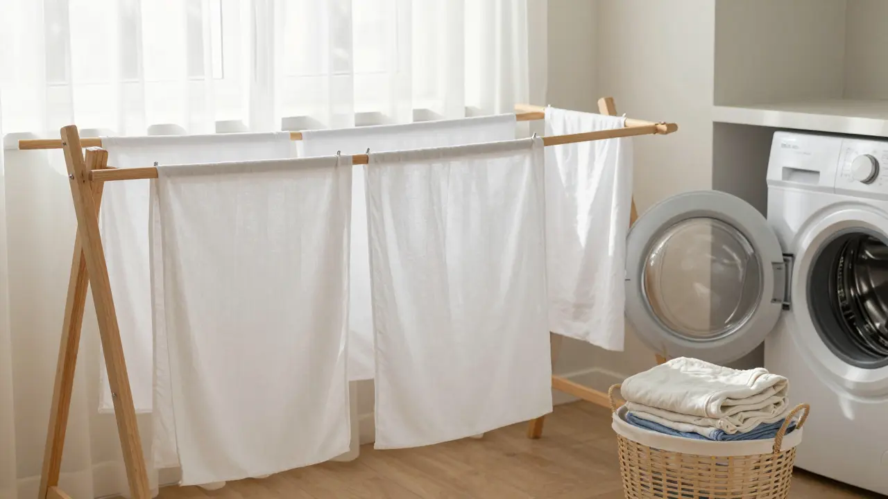 Linge étendu à l'air libre dans une pièce lumineuse pour un séchage doux