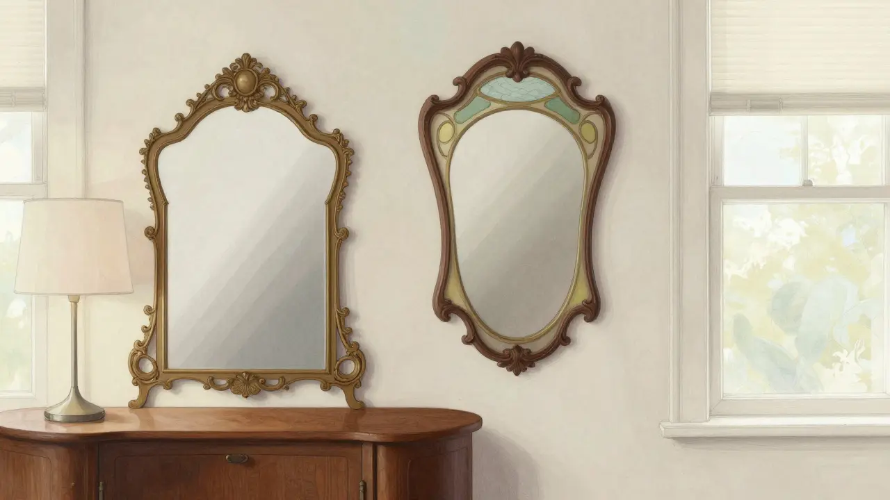 Miroirs traditionnels intégrés dans une décoration contemporaine