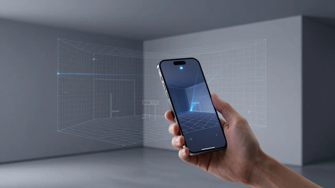 Visualisation du scan LiDAR créant un modèle 3D d'une pièce