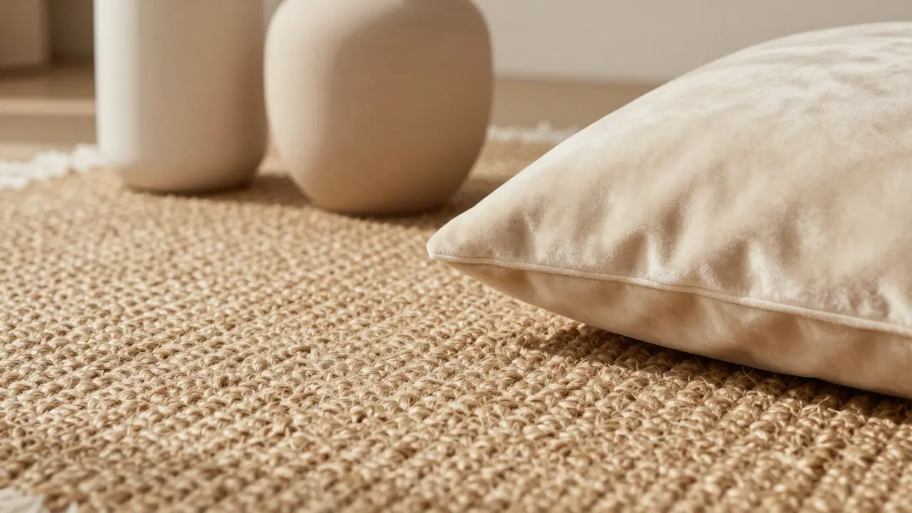 Détail des textures variées en tons beiges et crèmes