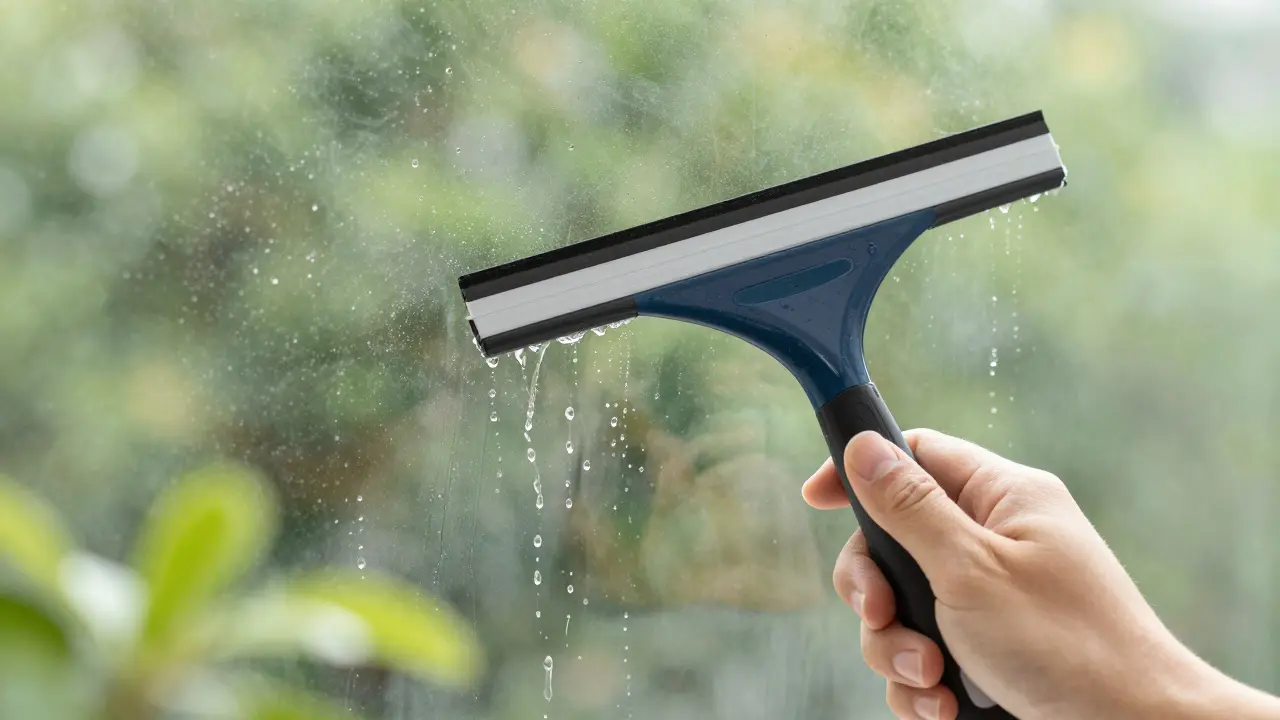 Main nettoyant une vitre impeccable pour laisser entrer la lumière naturelle