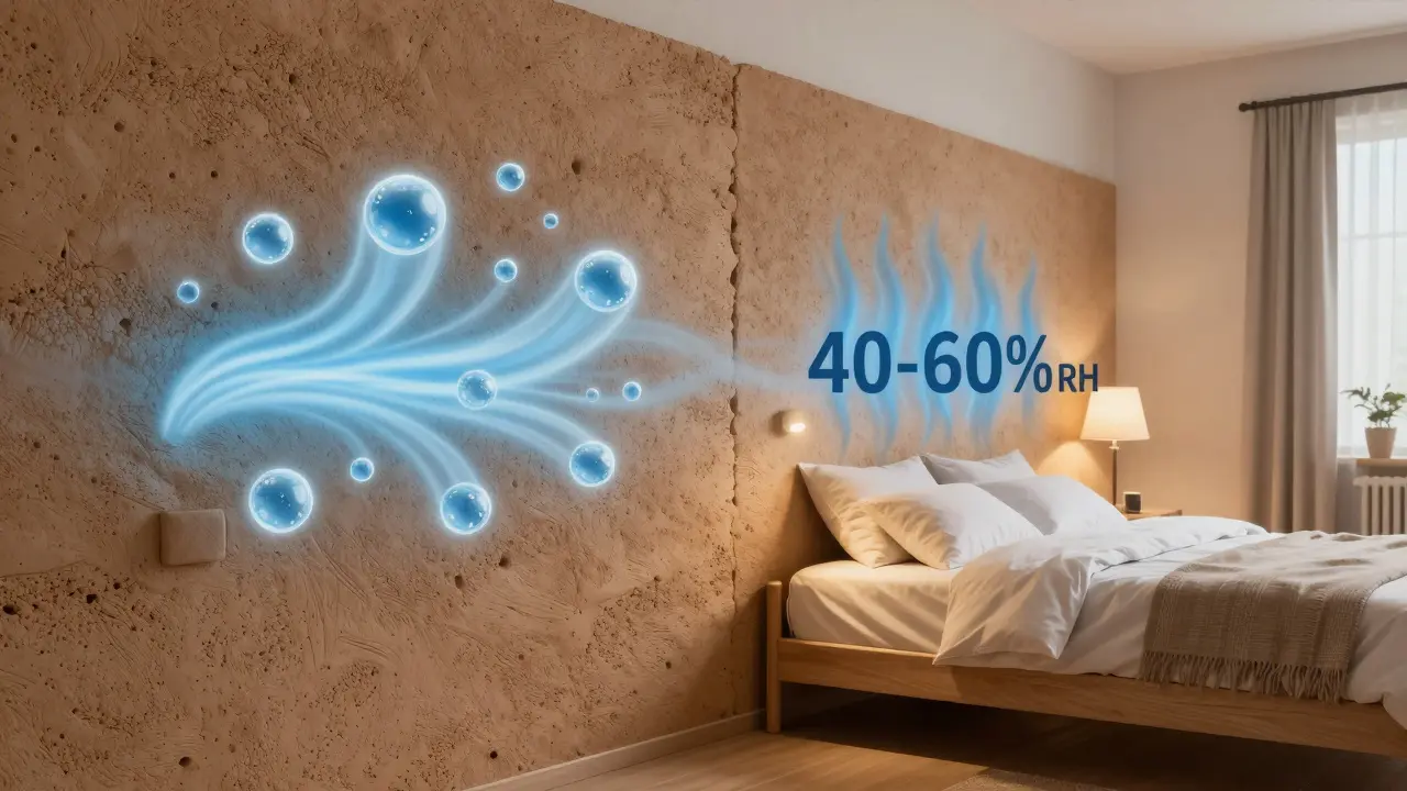Représentation visuelle de la régulation de l'humidité par l'argile