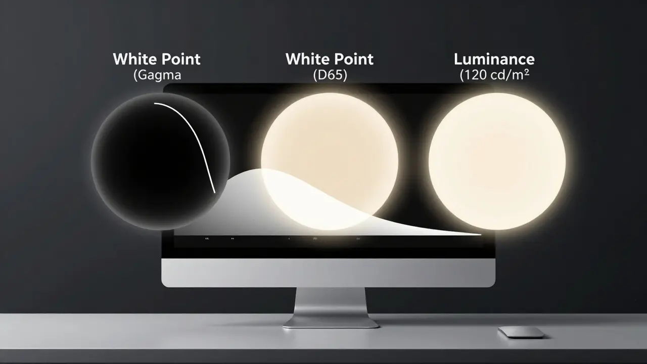 Représentation visuelle des paramètres Gamma, Point Blanc et Luminance