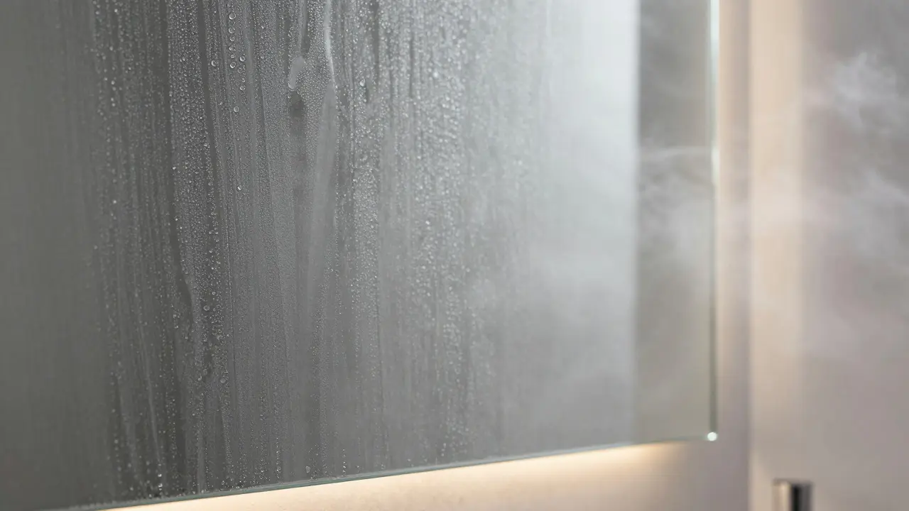 Comparaison visuelle entre un miroir embué et un miroir antibuée clair