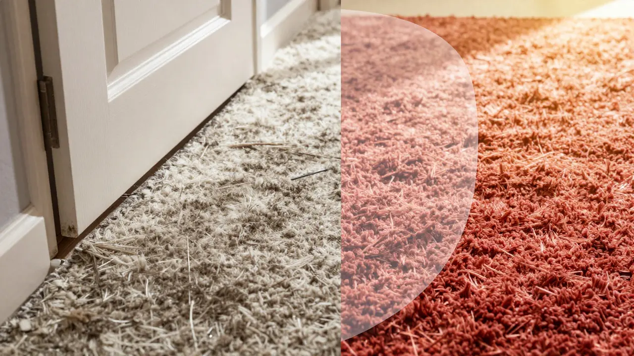 Comparaison visuelle : tapis usé versus tapis protégé et éclatant