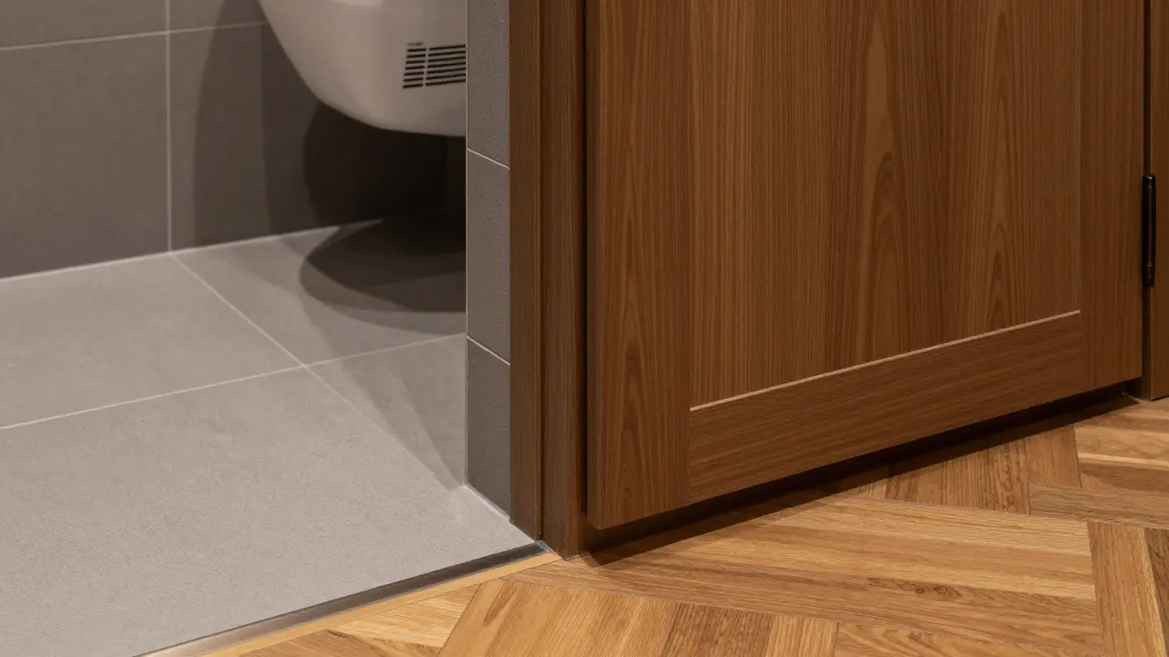 Détails des matériaux et isolation contre l'humidité entre salle de bain et dressing