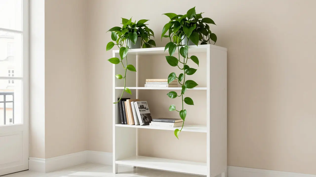 Plantes retombantes : comment décorer le haut des meubles et étagères avec style