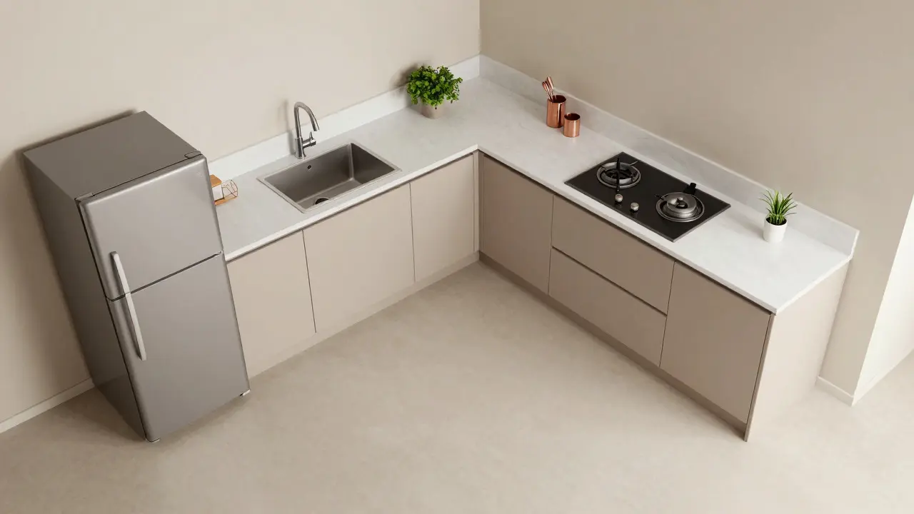 Plan en U de cuisine optimisé pour la circulation et l'efficacité des déplacements