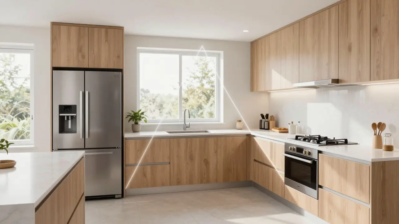 Triangle d’activité cuisine : optimiser l’ergonomie du plan de travail