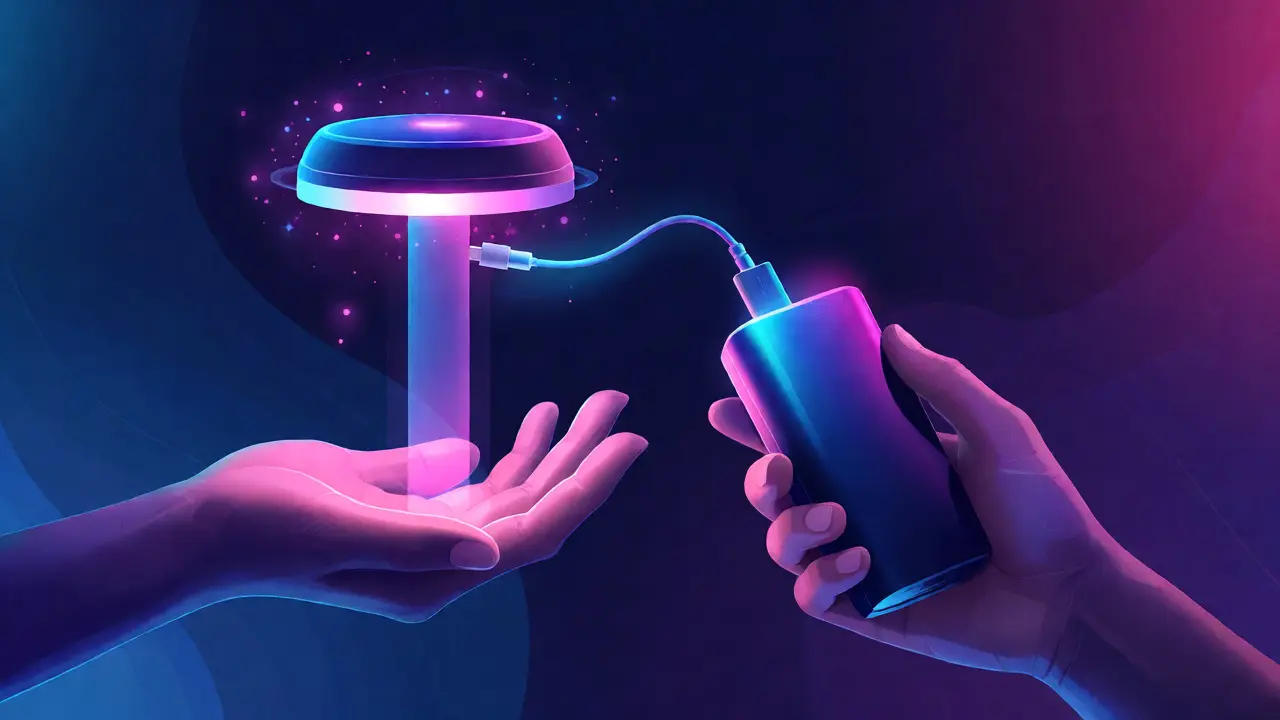 Illustration conceptuelle d'une lampe portable et sa batterie externe