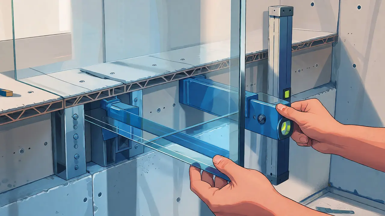 Installation sécurisée d'une vitrine sur cloison renforcée