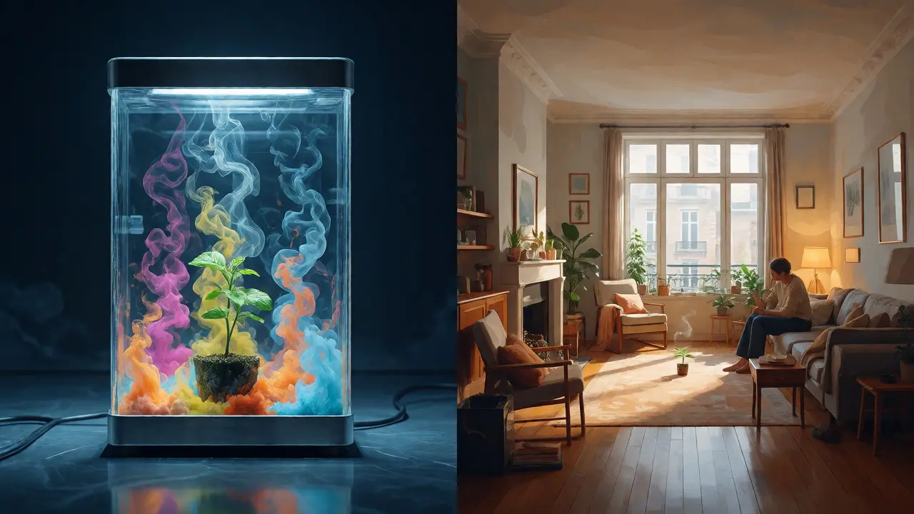 Comparaison visuelle entre chambre d'essai NASA et salon réel