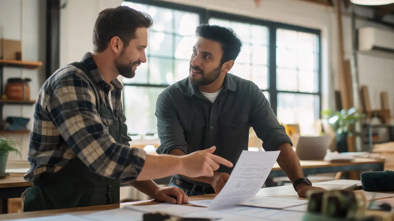 Conversation entre un client et un professionnel pour valider un contrat