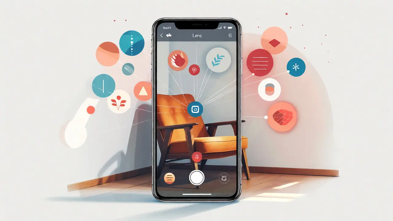 Smartphone utilisant la fonctionnalité visuelle pour analyser un fauteuil.
